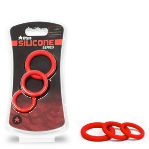 Titus Silicone Series - Cock Ring 3 Pack - Red (SKU 212)