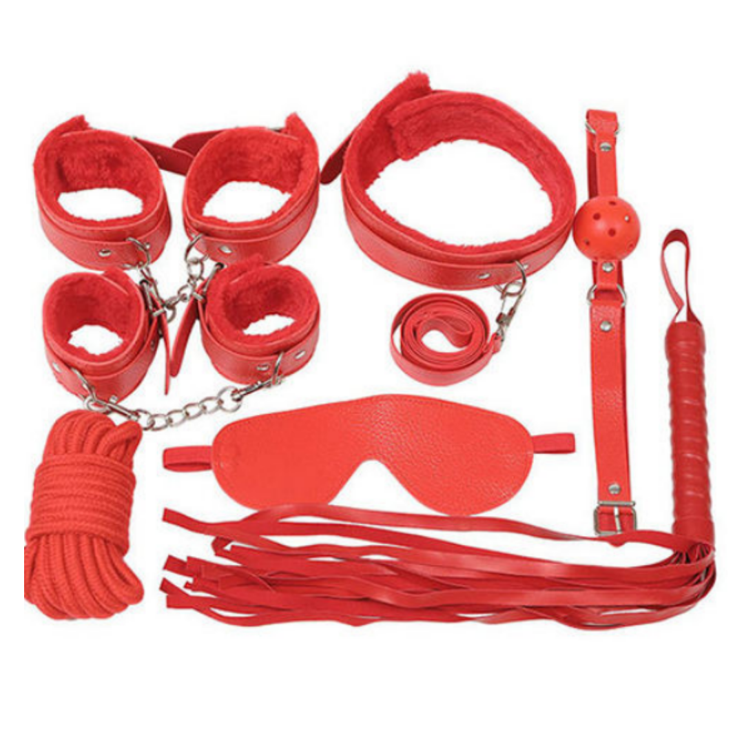 Bondage Restraint & Play Kit 7pcs BDSM Red (SKU 238)