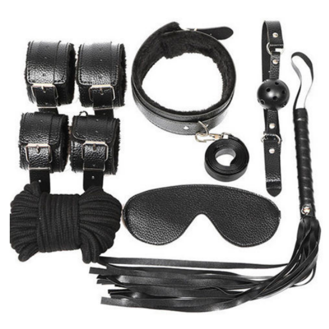 Bondage Restraint & Play Kit 7pcs BDSM Black (SKU 237)